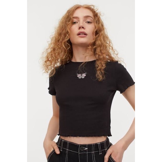 H&m crop top butterfly