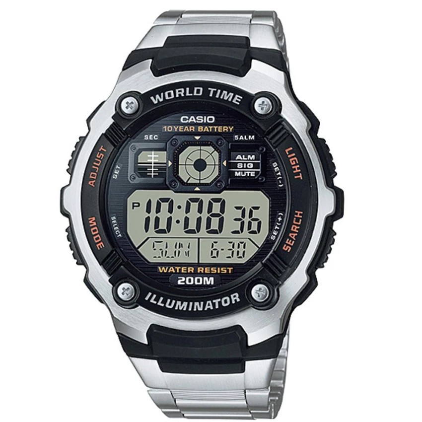 Jam tangan pria Casio Original AE-2000WD-1A - Digital - Stainless - Silver