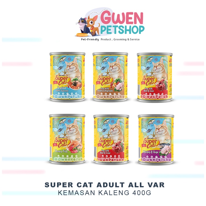 Supercat Kaleng Dewasa 400gr - wetfood - Makanan kucing basah