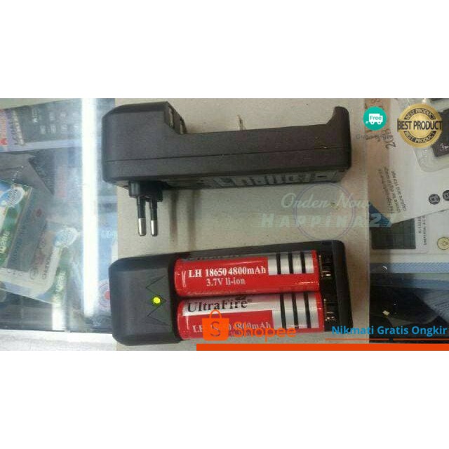 CES CAS CARGER DOBEL BATERAI CHARGER DOUBLE BATREI POLICE 18659