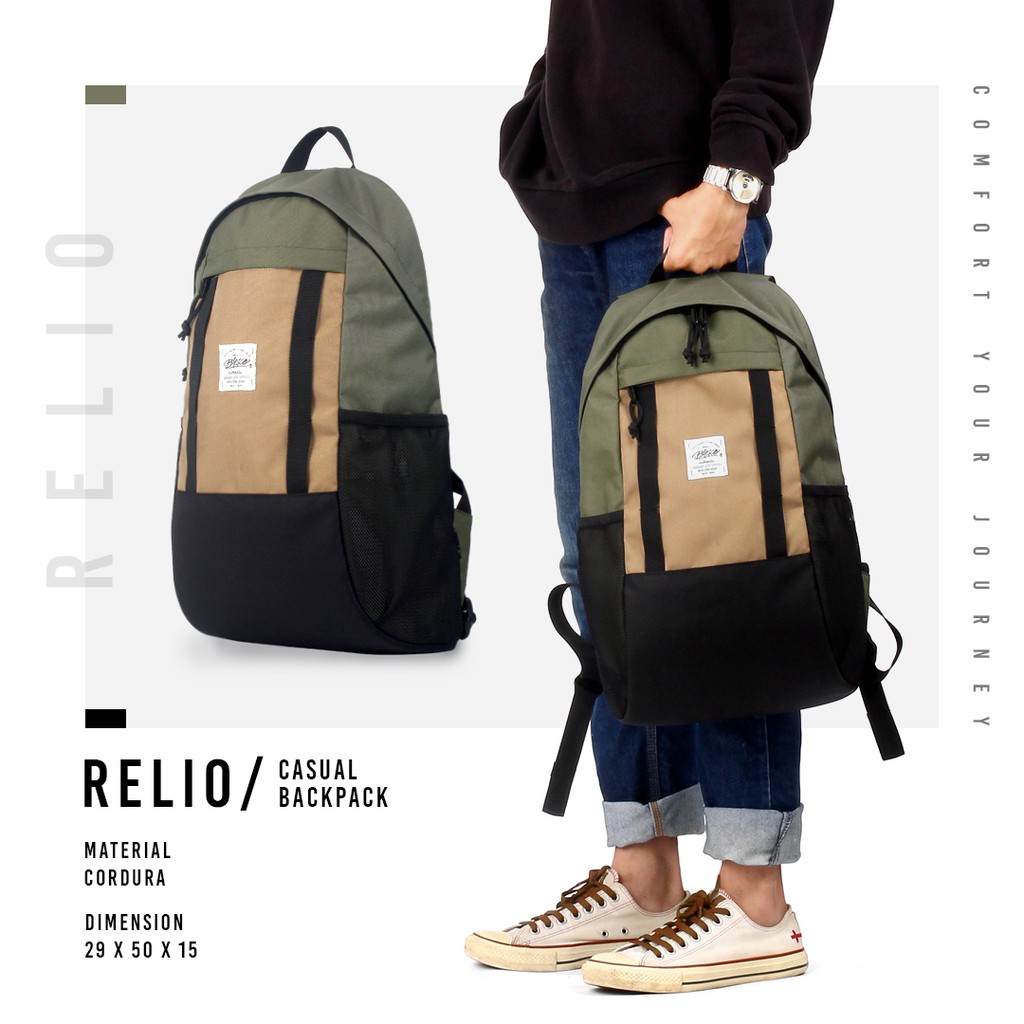 Tas Ransel Wanita Stylish Backpack Warna Olive - Blesco Relio Tas Kuliah Casual Dan Trendy