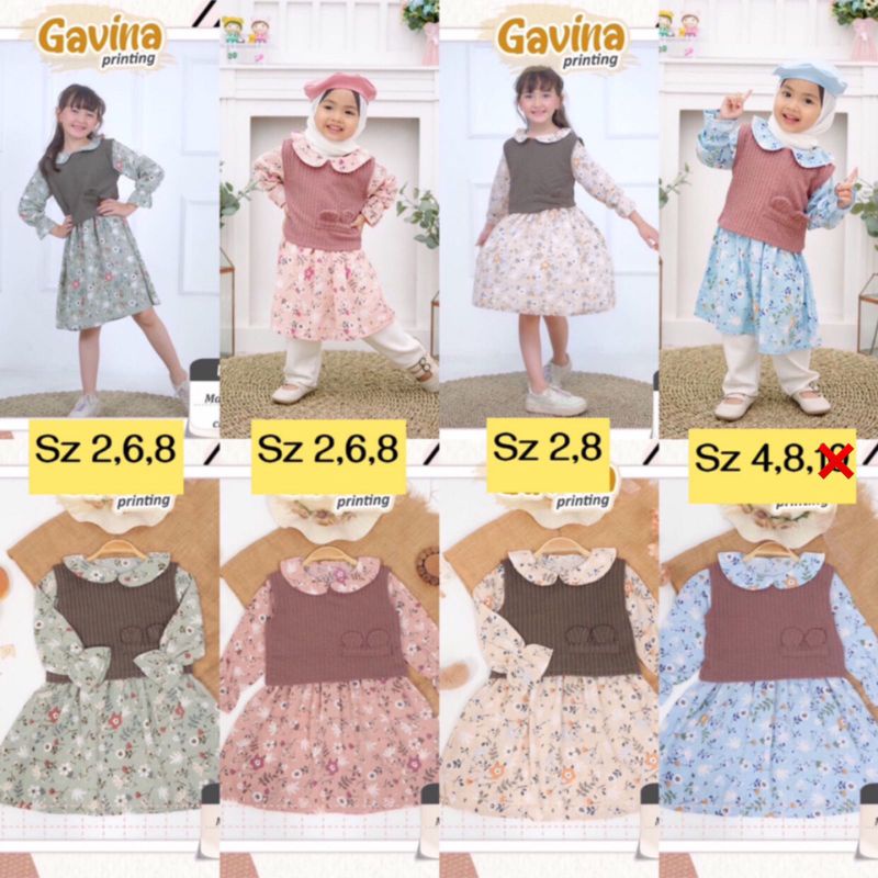 READY SET GAVINA PRINTING DRESS OUTER ANAK GAMIS tunik