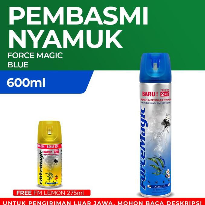 [[BISA COD]] Force Magic Pembasmi Nyamuk Blue 600ml free Force Magic Lemon 275 ml