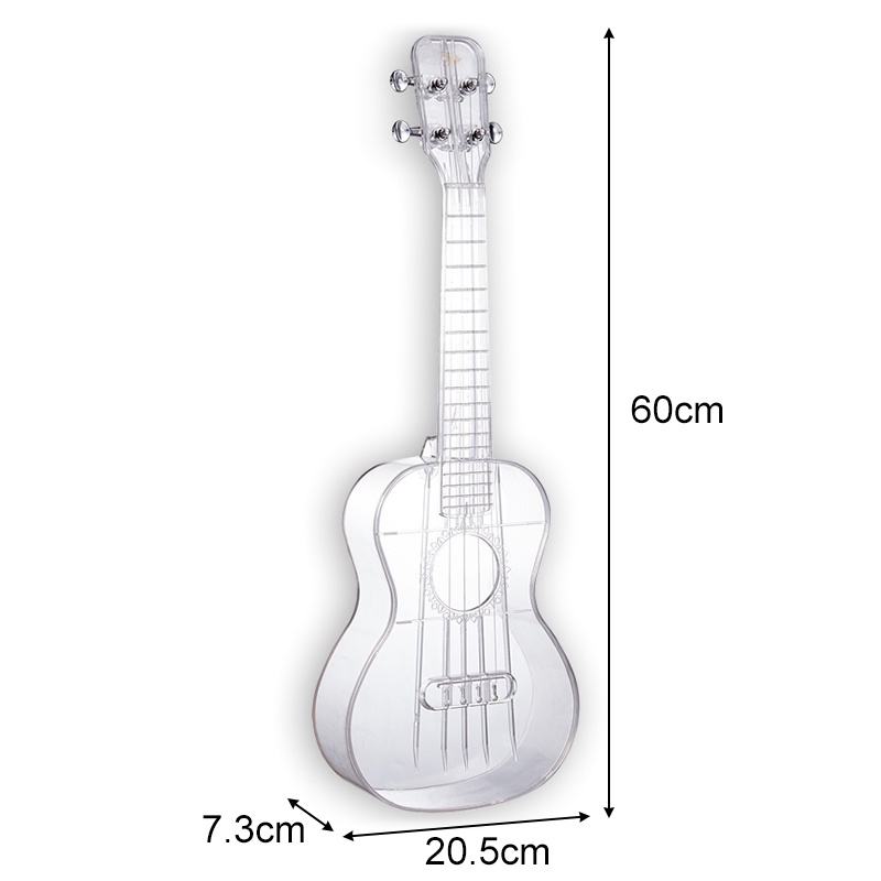 Gitar Ukulele 23 Inci 4 Senar Bahan PC Transparan Warna Permen