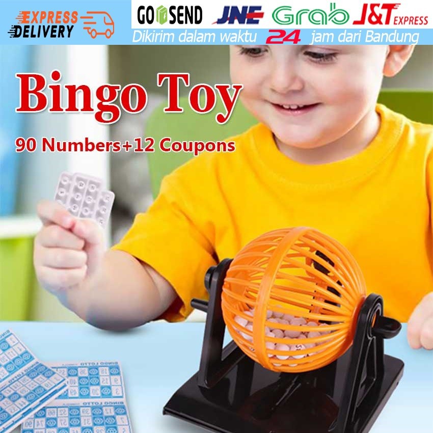 Mainan Bingo Cage Paket Lengkap Kartu Bingo Mainan Bola Bingo Mainan Edukasi Anak GAME KELUARGA