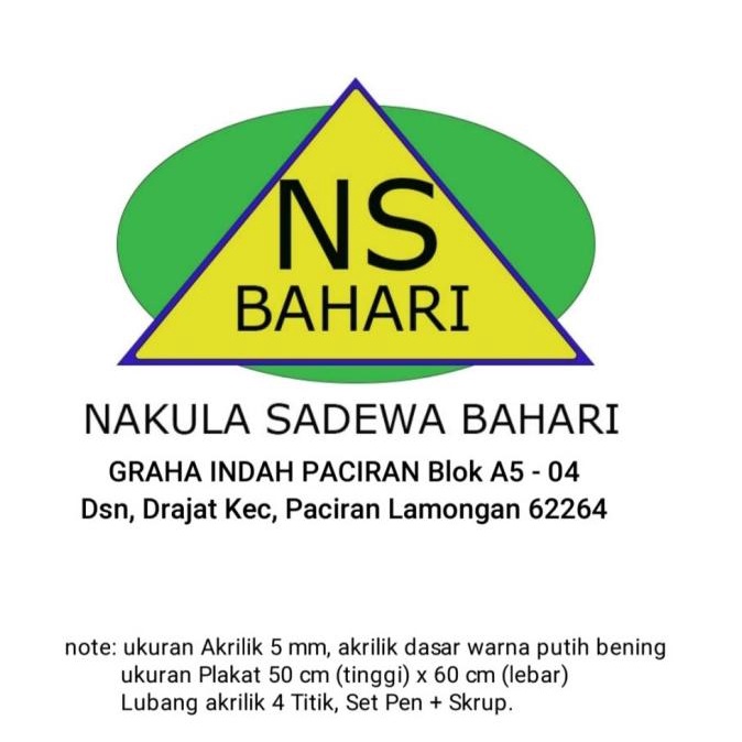 

=+=+=+] Papan Nama Timbul 60 x 50 cm