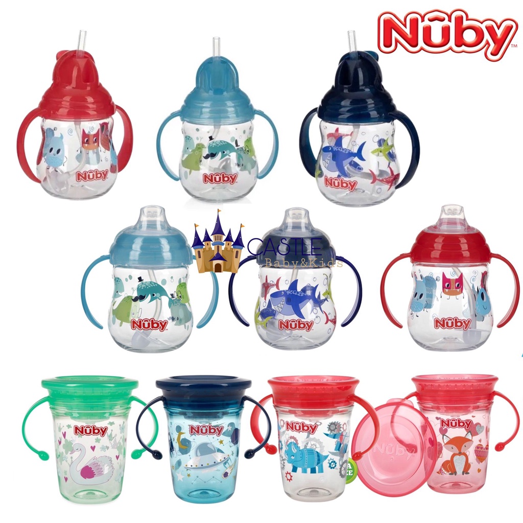 NUBY - Tritan Flip It 270ml Flip N' Sip - Tritan Wonder Cup 360 - Tritan Grip N' Sip Spout Cup - Gelas Bayi Sedotan