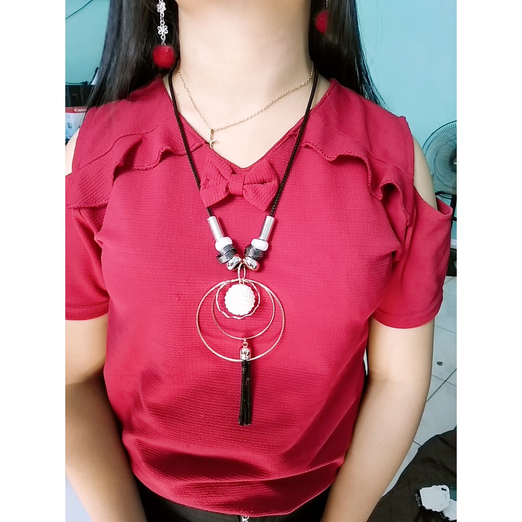 Kalung fashion wanita kekinian manik berry bulat  terbaru  tokopelanginicer