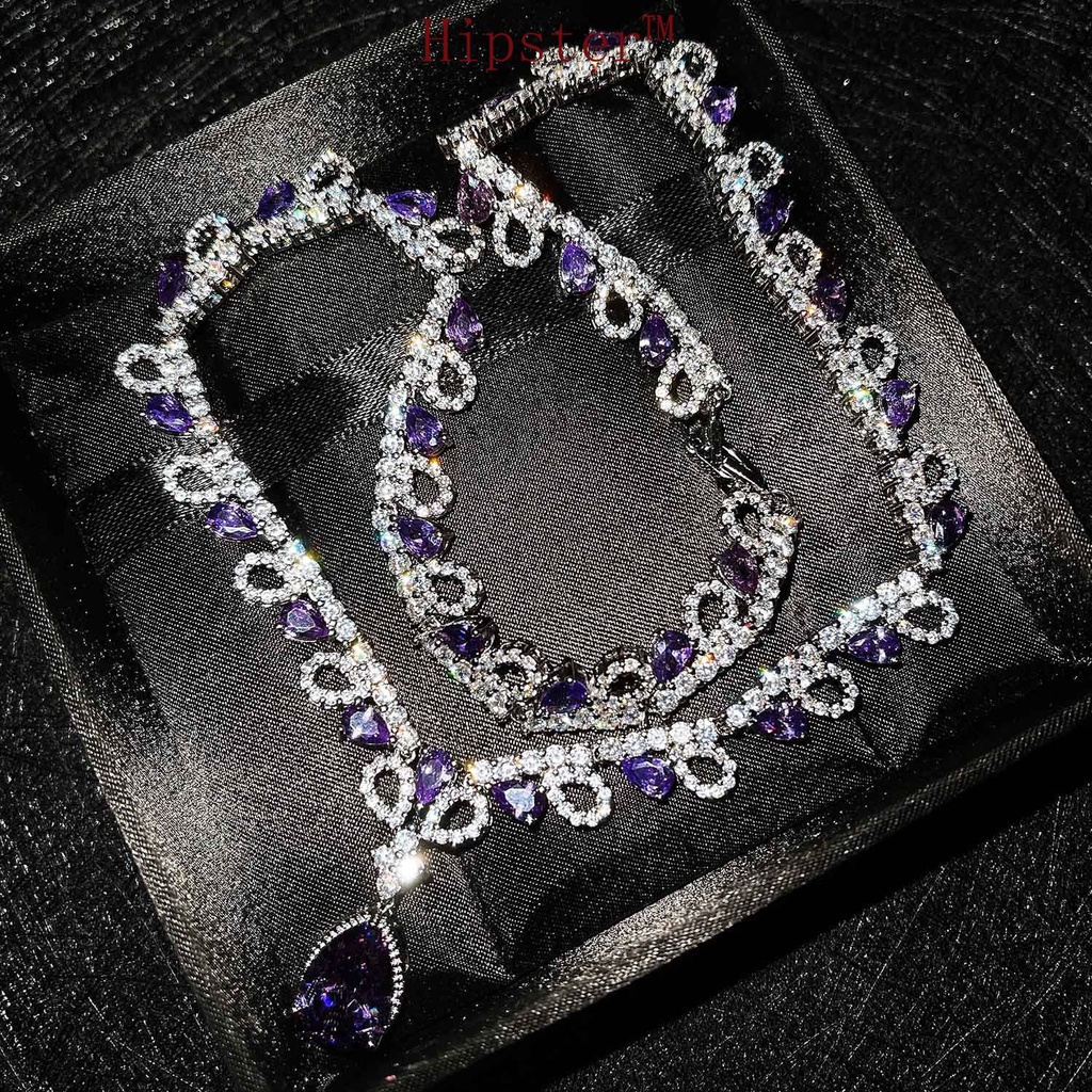 High-End Custom Luxury Micro-Inlaid Diamond Amethyst Pendant Necklace