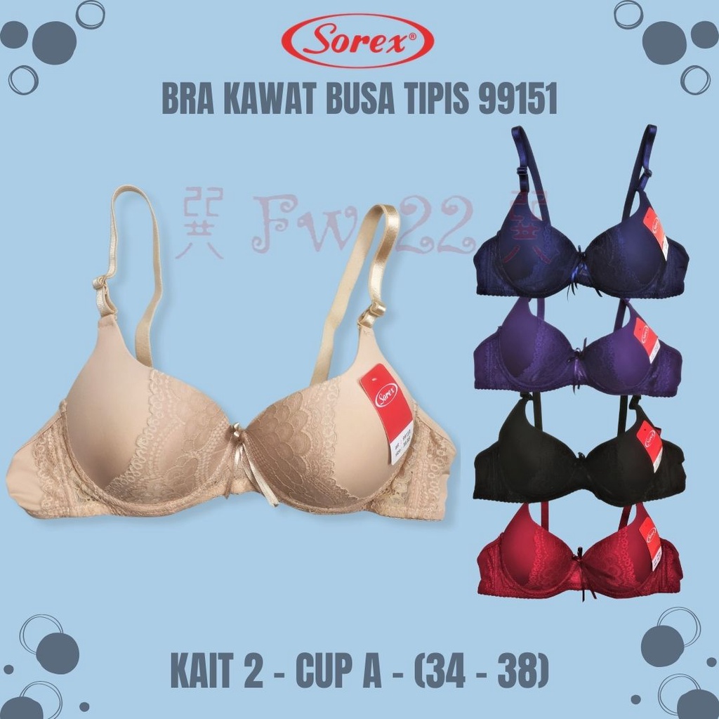 Bra Wanita Sorex 99151 dengan Kawat dan Busa Sedang Cup A serta Berbahan Katun yang Lembut dan Nyaman