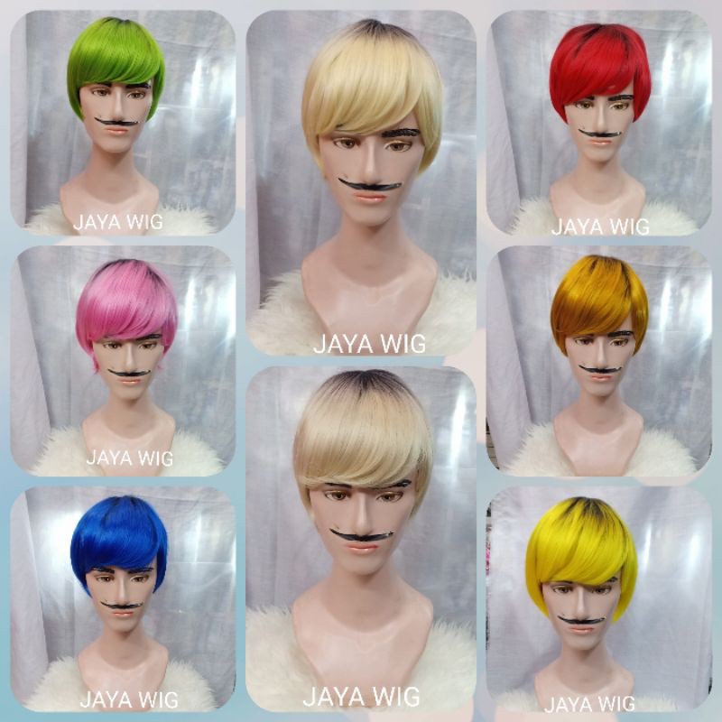 Wig Rambut Palsu Pria Warna Ombre Rambut Palsu Cowok Model Korea Style