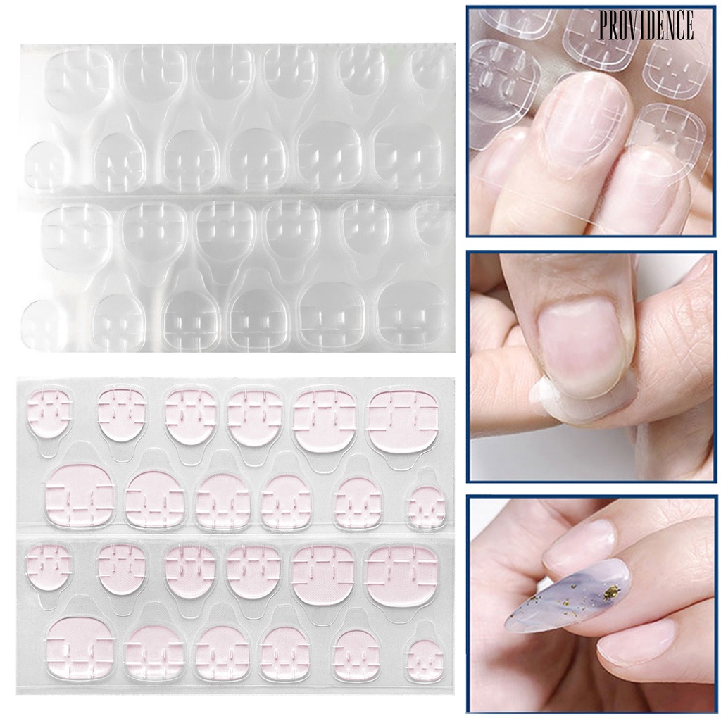 10 Lembar / 240 Stiker Lem Perekat Kuku Jelly Dua Sisi Tahan Air Transparan Untuk Manicure