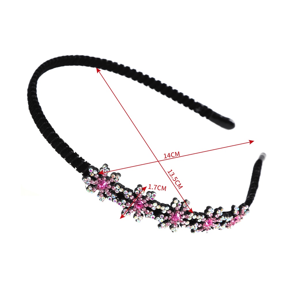 Fashion Headband Non-Slip Bezel Colorful Rhinestone Flower Hair Hoop Band Elastic Hair Band for Women Hair Accessories