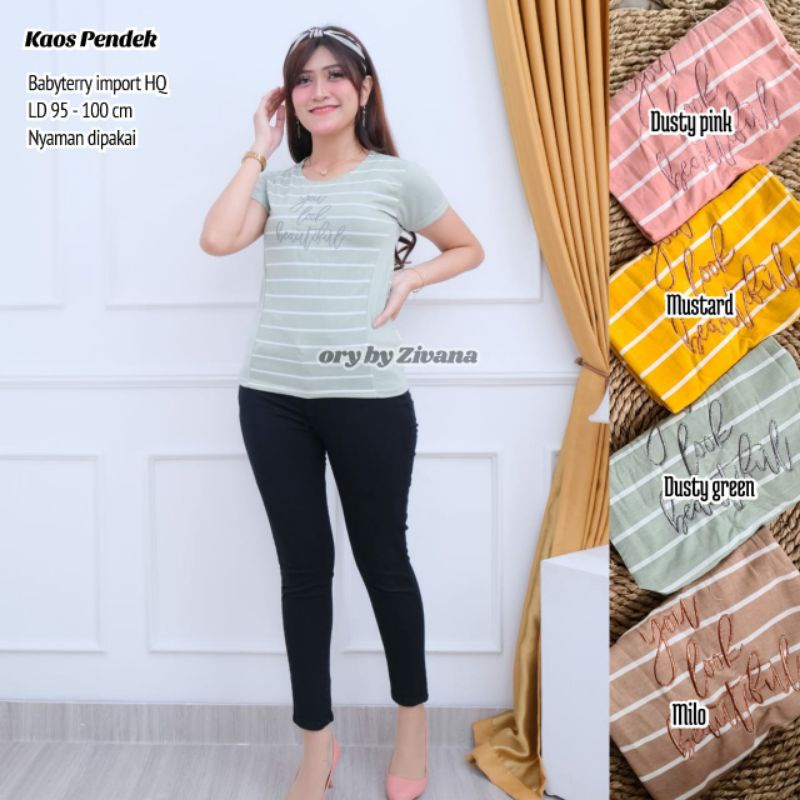 Kaos pendek babyterry salur PREMIUM //JF2810