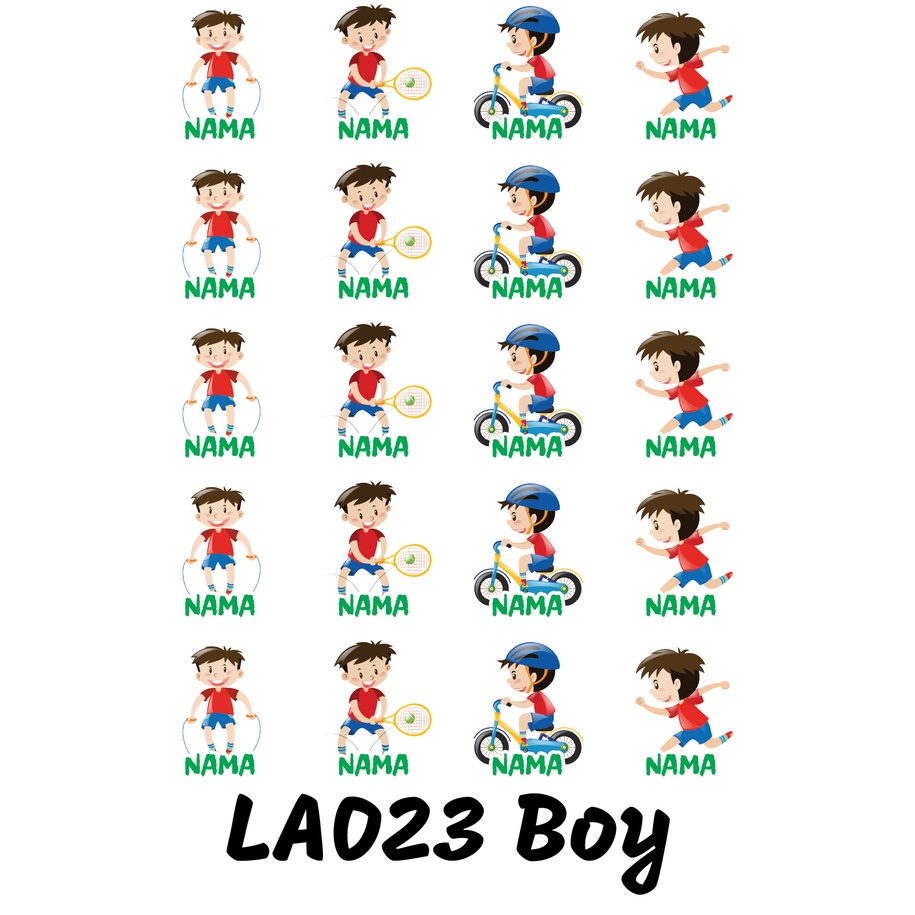 

Sticker Nama Cutting Label Waterproof Tahan Air Kid 23 (LA023)