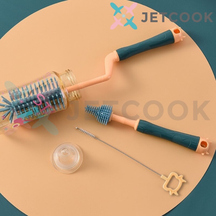 Jetcook 3 in 1 Silicone Bottle Brush Sikat Silikon Botol Bayi &amp; Nipple Dot