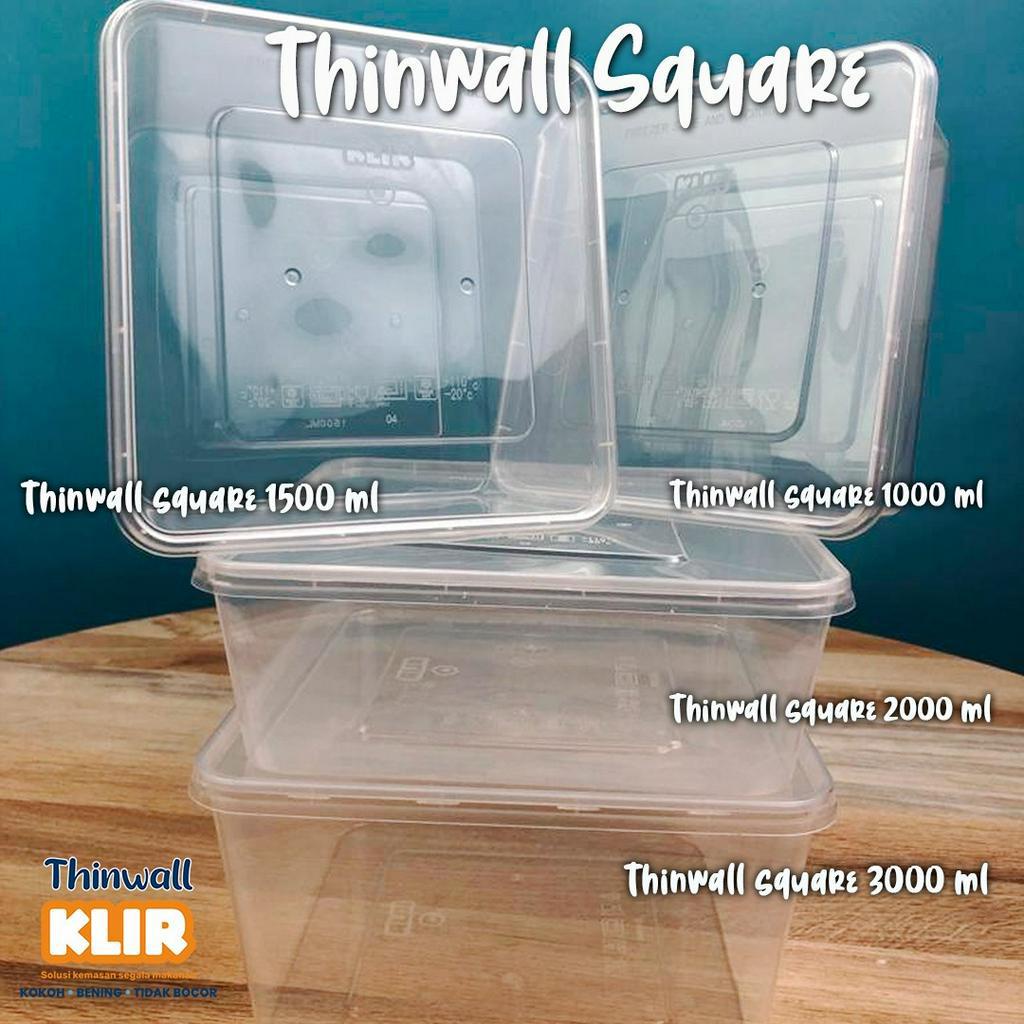 Thinwall BUJUR SANGKAR 1500Ml + tutup/KOTAK plastik 1500ml [25 Pcs]