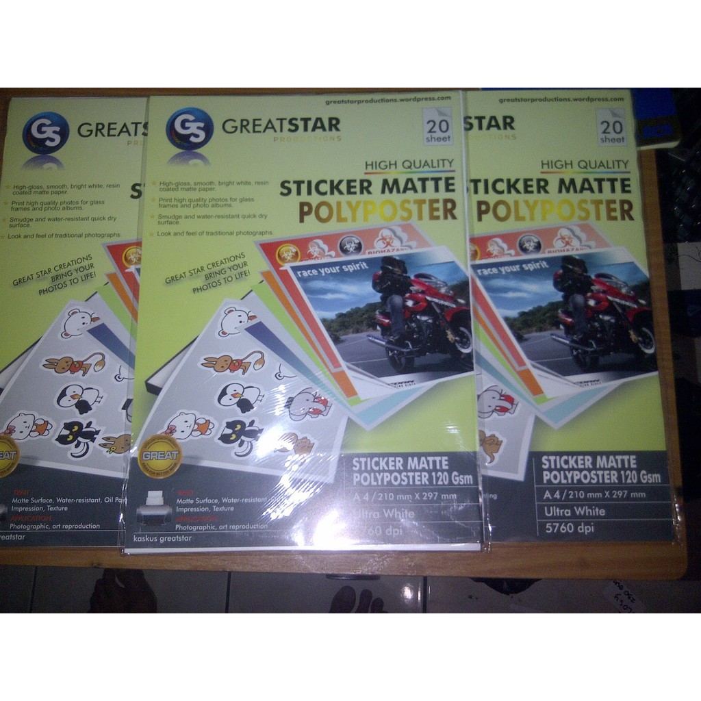 

Stiker Sticker Polyposter Waterproof Matte 20 Lembar Greatstar (Original)