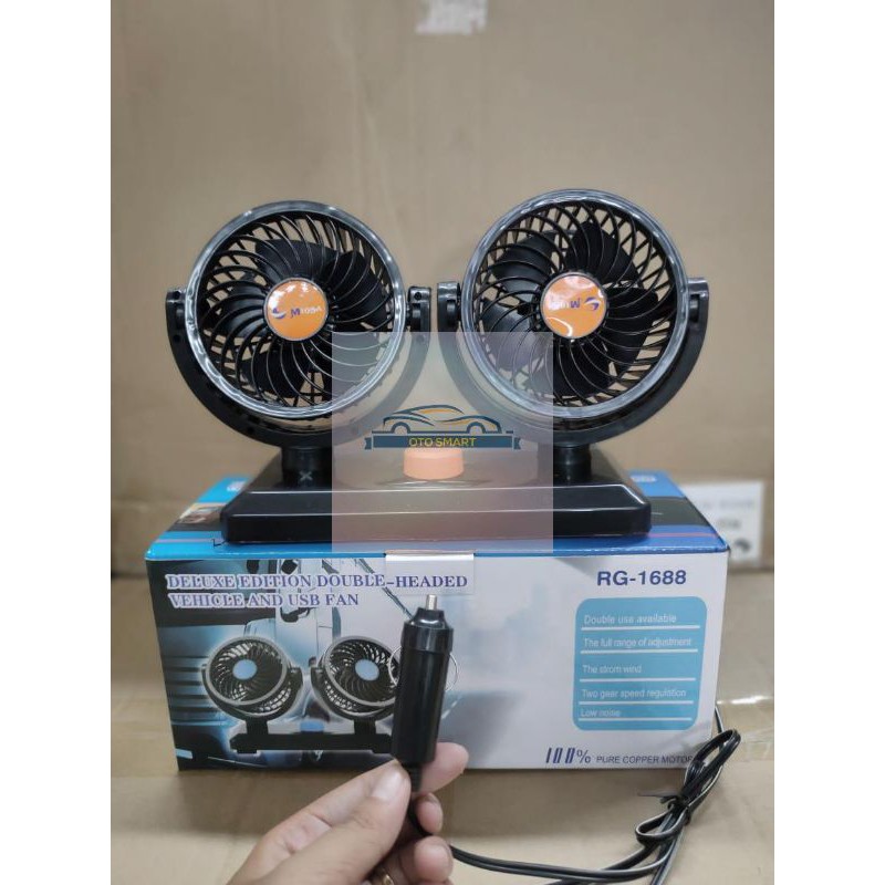 Kipas Angin Mobil 12V&amp;24V Doublle-Headed Fan Aksesoris Mobil Interior