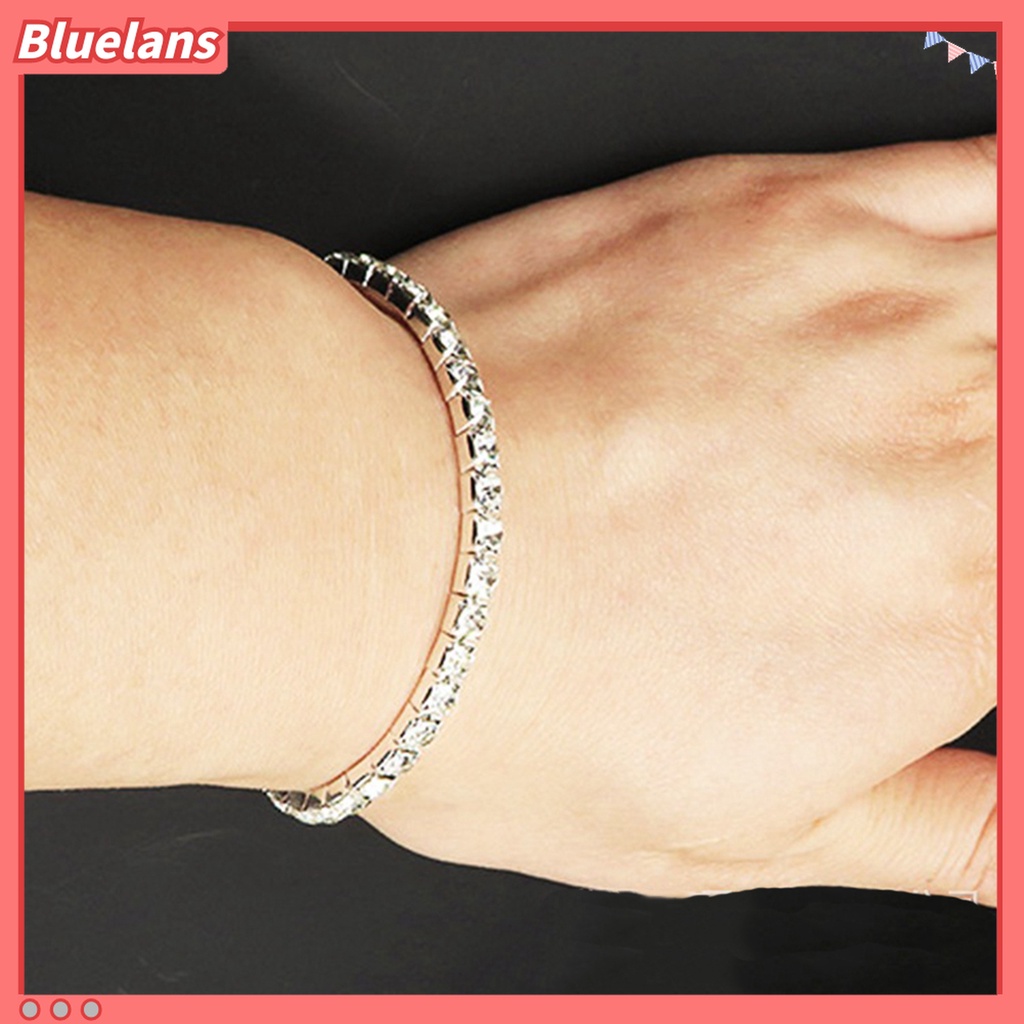 Gelang Tangan Elastis Bahan Alloy Aksen Berlian Imitasi Untuk Wanita