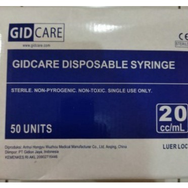 Disposable Spuit Syringe Gidcare 20cc