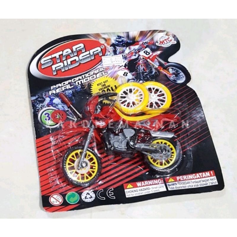 Mainan anak motor trail lengkap bonus ban obeng dan gear box/mainan anak motor cross