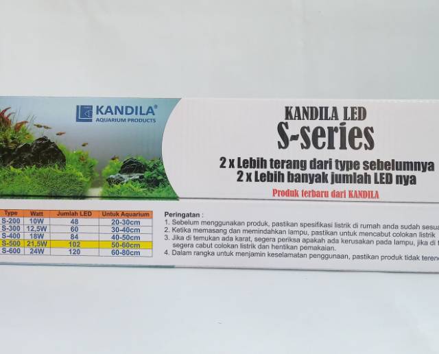 Lampu Led Aquarium KANDILA S-500 21.5 Watt Led 6 Baris 102 titik WRGB 50-60cm Lampu atas Akuarium Aquascape