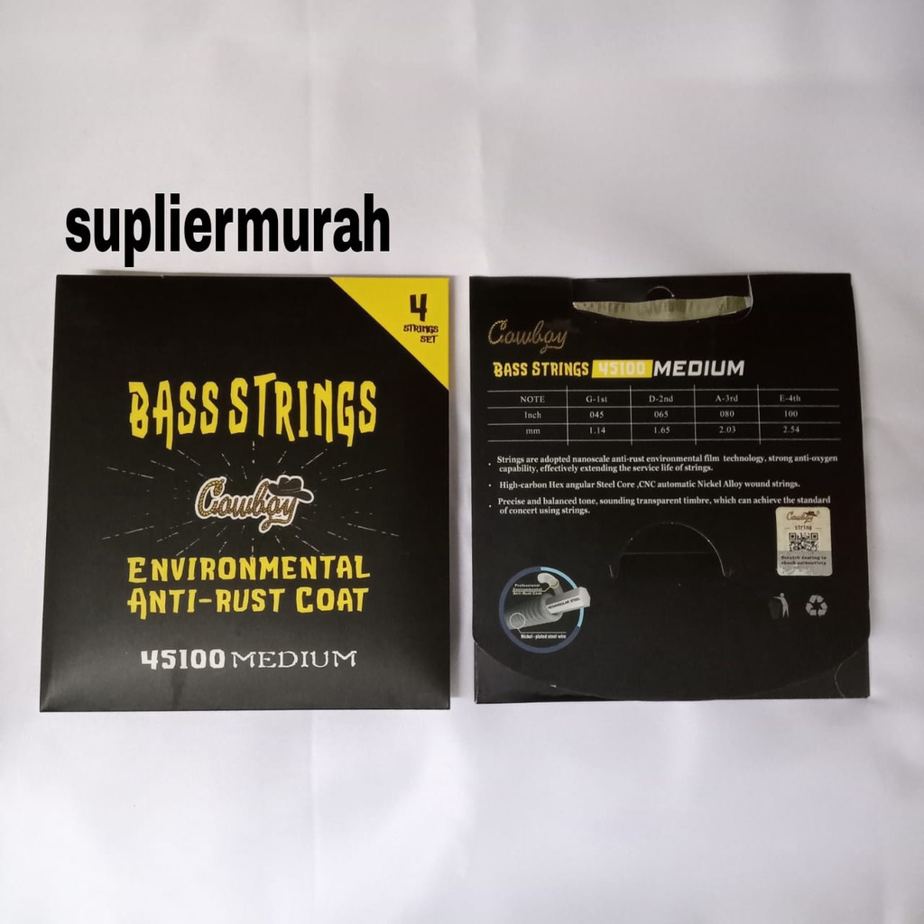 senar cowboy bass 45100 bass 045-100 medium bass 4 senar guitar elektrik strings