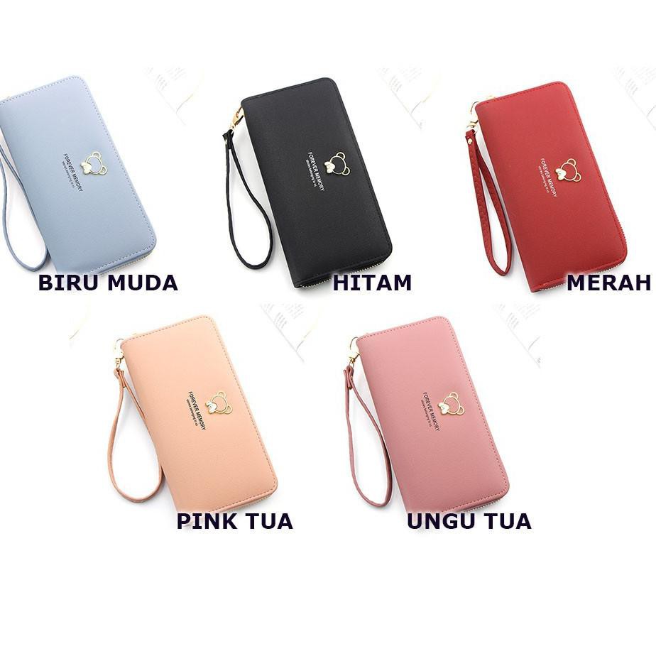Promo RHK •OKEY BELI• DP170 DOMPET PANJANG WANITA DENGAN RESLETING MOTIF BEAR TANPA GANTUNGAN DOMPET
