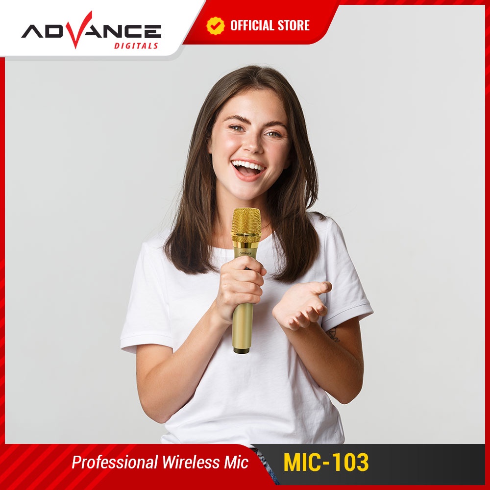 Advance Mic-103 Microphone Profesional Mic Wireless Gold Bisa di Charger / Garansi 1 tahun