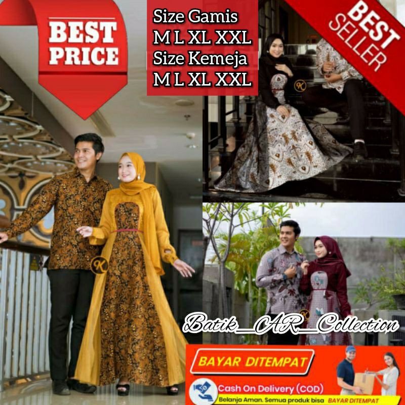 Baju Batik Couple Pasangan Gamis Dress Brukat Terbaru Pakaian Muslim Wanita Batik Pekalongan Ori 891