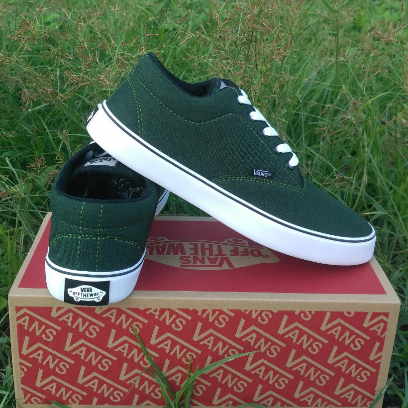 SEPATU PRIA VANS ERA AUTHENTIC HIJAU ARMY KASUAL SNEAKERS
