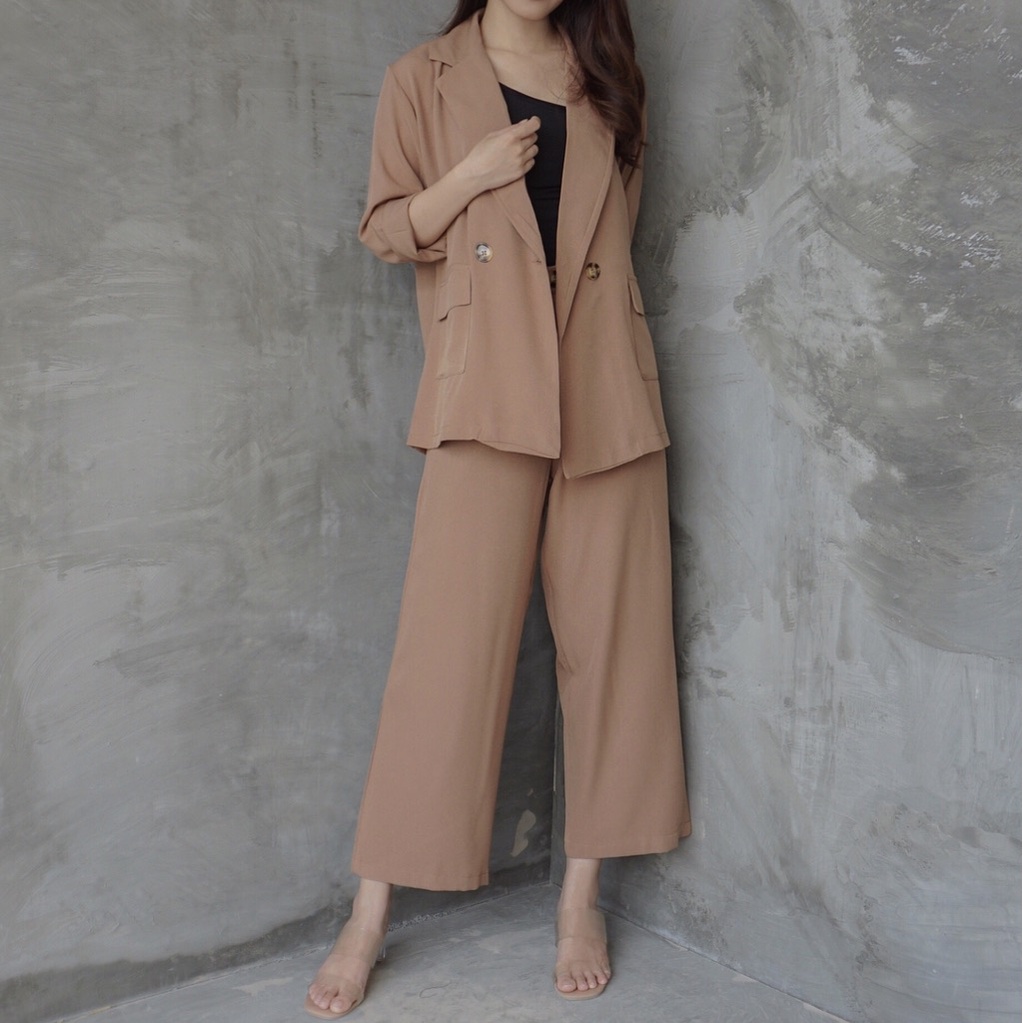 MSMO Set Long Blazer Culotte / Set Wanita / Setelan Wanita / Blazer Wanita / Set Blazer-Camel