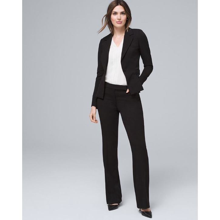 whbm celana panjang kantor hitam Curvy-Fit All-Season Slim Bootcut Pants