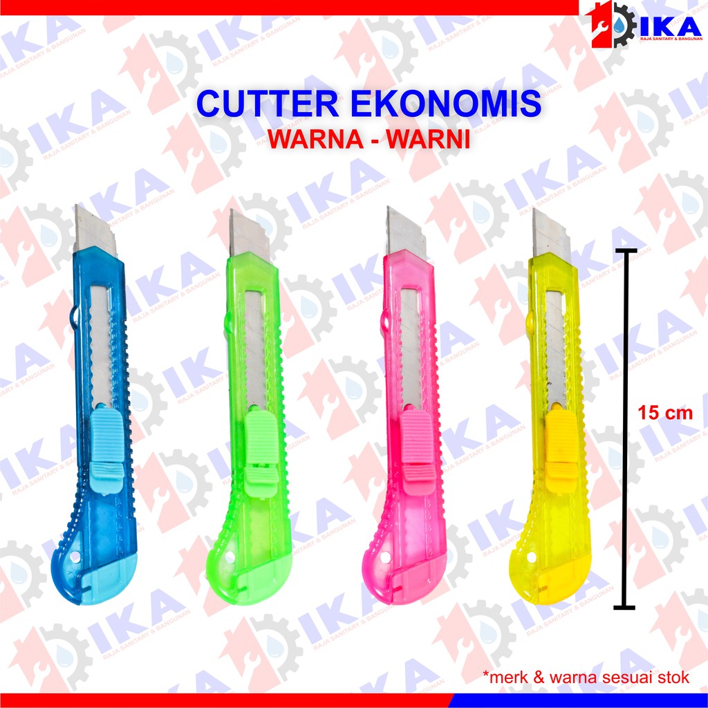 CUTTER TRANSPARAN WARNA WARNI SUPER TAJAM ( HARAG PER 1 BUAH )WARNA ACAK / PISAU KERTAS MURAH MULTI