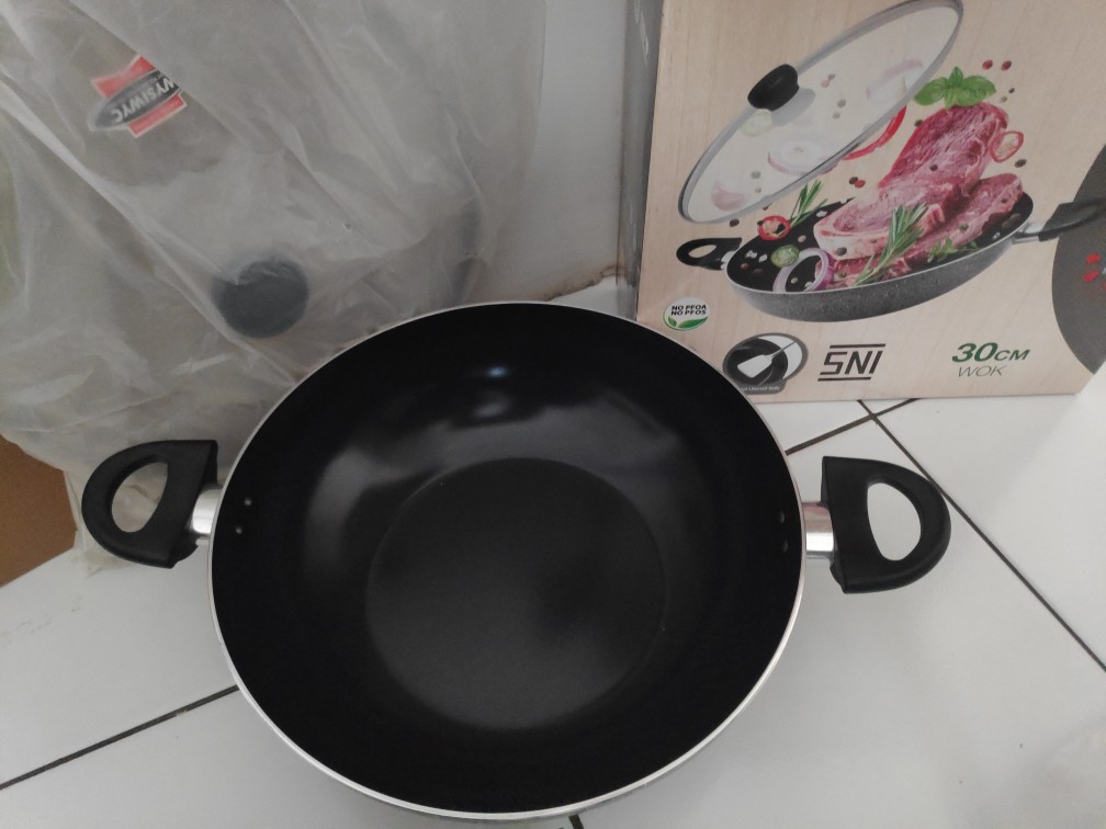 Wajan Penggorengan Maxim Wok Neostone 30 Cm Dengan Tutup Kaca Original Anti Gores & Anti Lengket