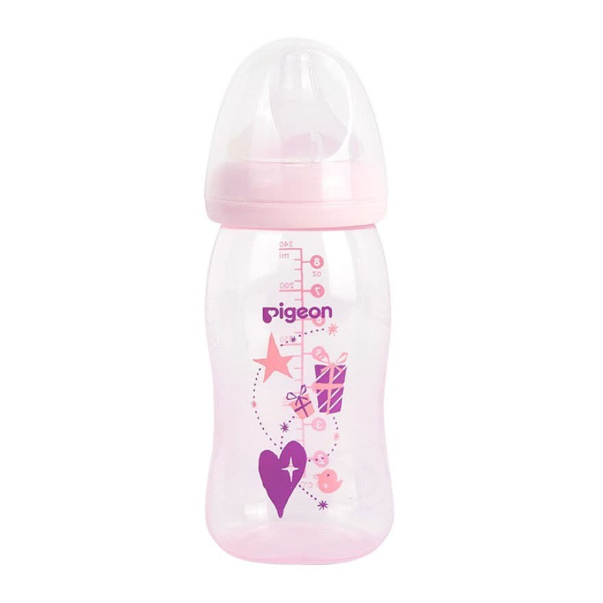 PIGEON Bottle PP Clear Wide Neck 240ml PINK