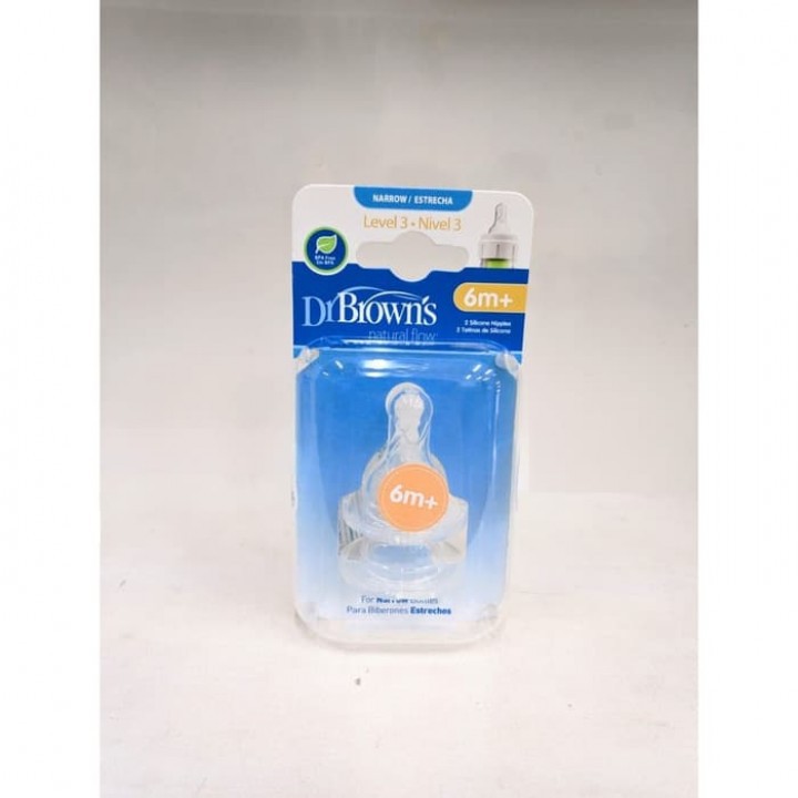 Dr. Brown's Standard Nipple 6m+ (2 Pcs) / Dot Botol Susu Dr Browns Standard