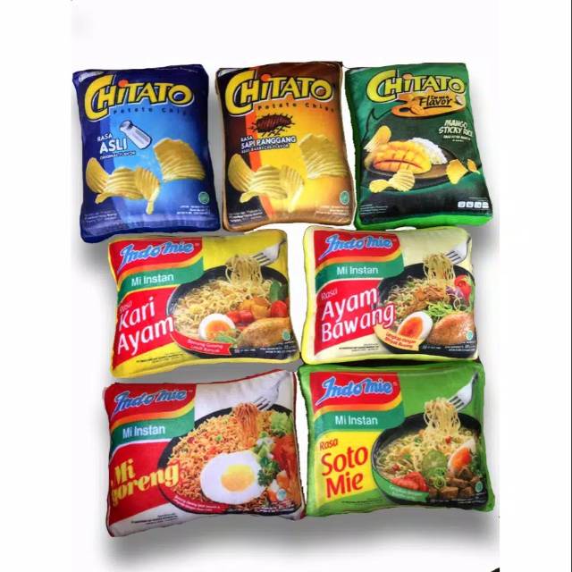 Bantal lucu karakter Mie dan Snack