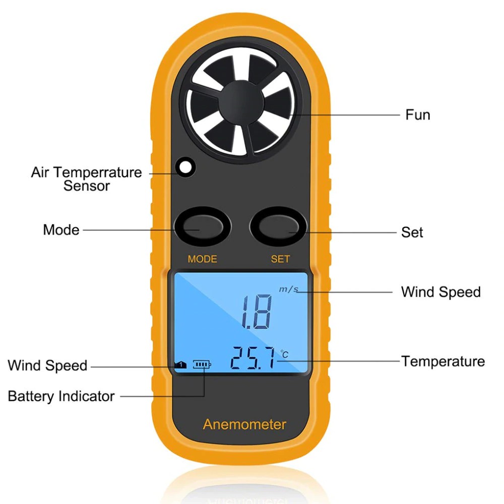 Alat Pengukur Kecepatan Angin Digital Anemometer Thermometer