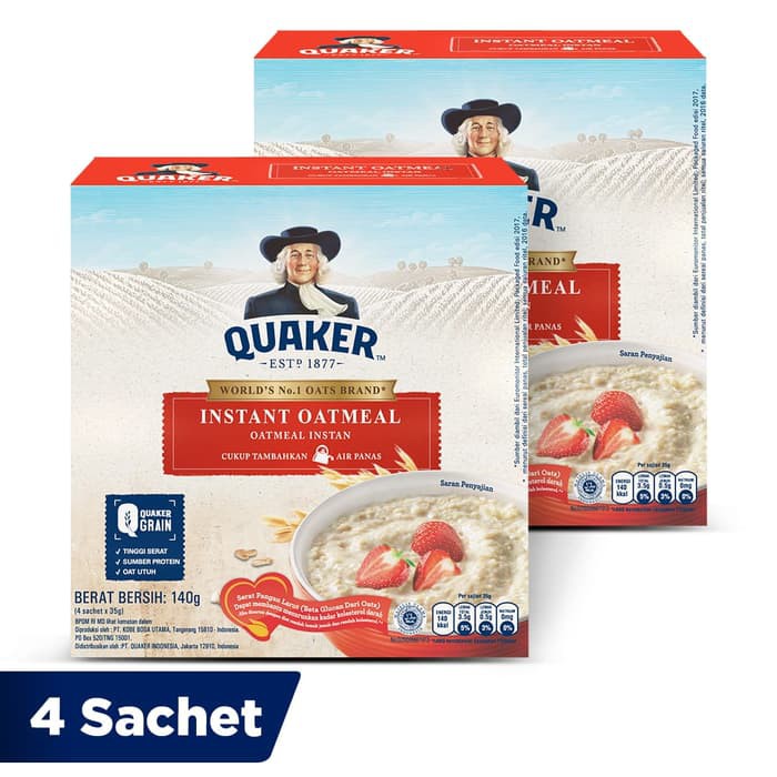 

Quaker Instant Oatmeal Box 4 Sachets - Twin Pack
