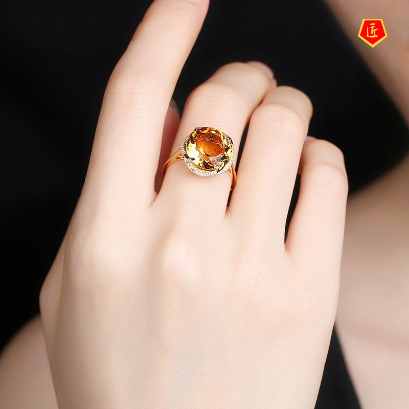 [Ready Stock]Women's Amethyst Gemstone Ring Simple and Stylish