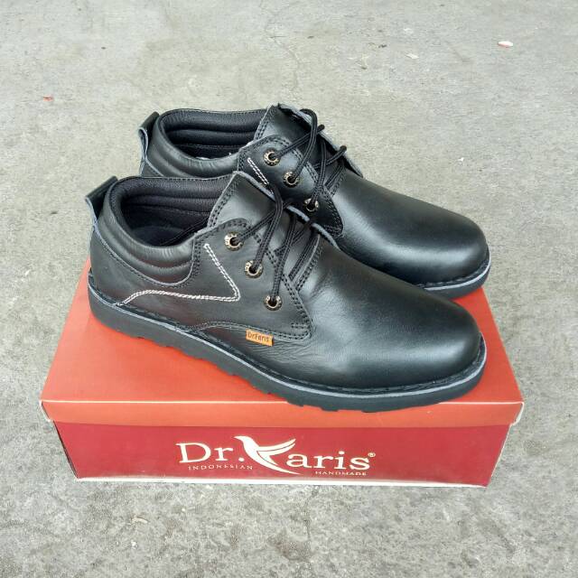 Dr faris original 202 casual low boots kulit sepatu pria casual full black