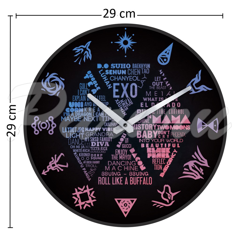 Jam dinding EXO - kode LOGO TULISAN