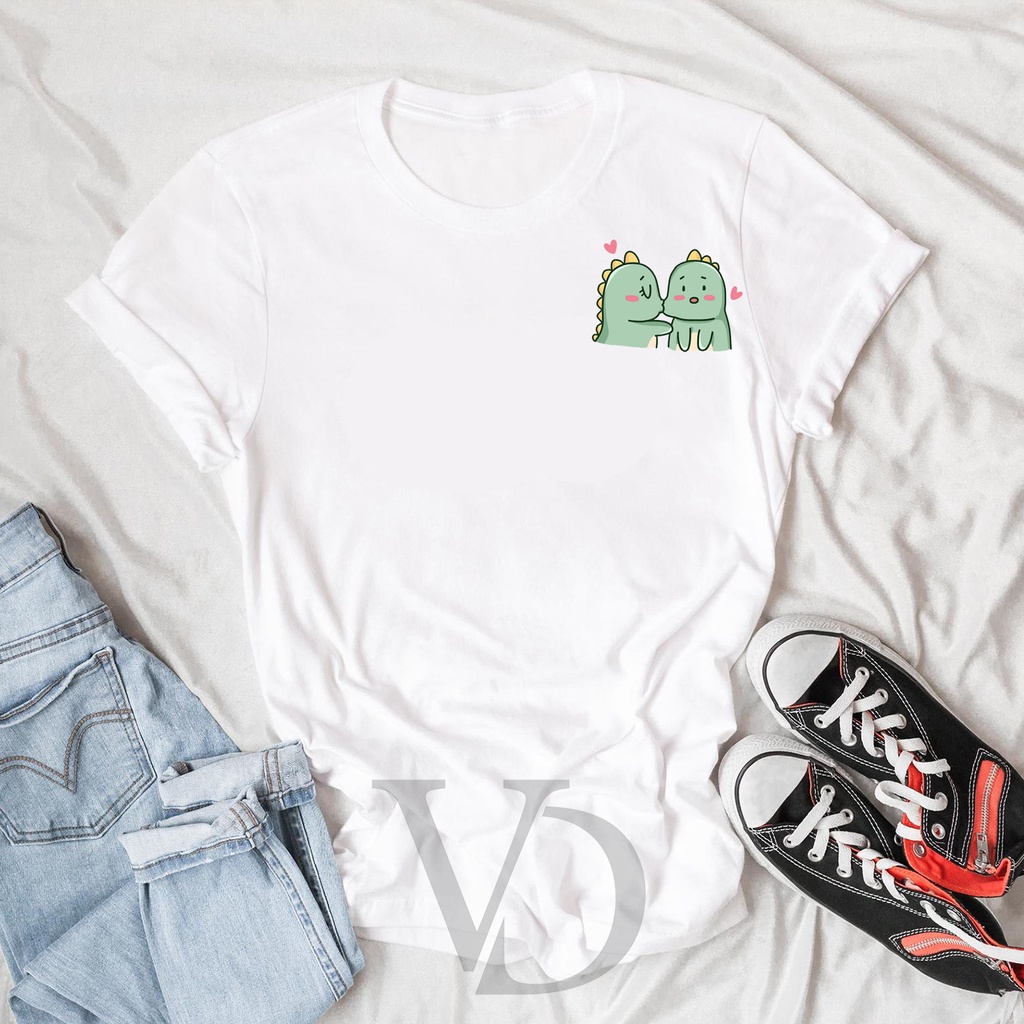 BISA COD KAOS DINO cute dino love couple 3/ ATASAN KAOS ATASAN UNISEX  BAJU LENGAN PENDEK / TUMBLR TEE