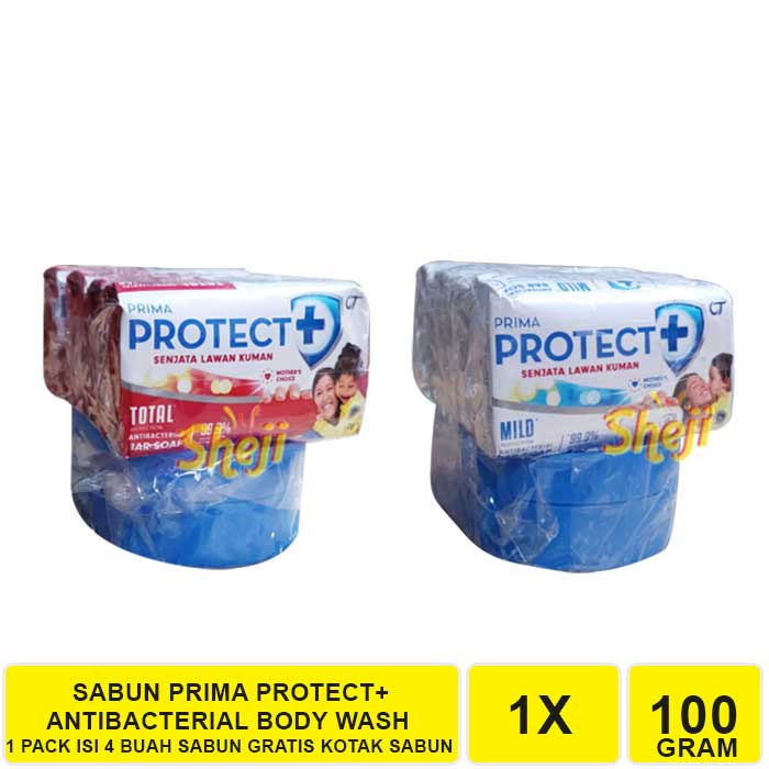 PRIMA PROTECT+ SABUN BATANG ANTI BACTERIAL 1 PACK ISI 4 X 100 GRAM