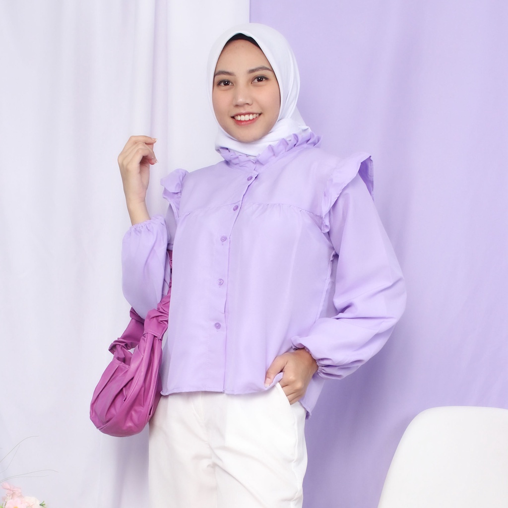 BEFAST - ZRX OOTD Wanita Blouse ITSUMI / Puffy Blouse / Blouse Wanita Lengan Puffy / Atasan Wanita lengan Panjang / Blouse Polos Casual / Blouse Formal / Fashion Wanita Modis / Termurah