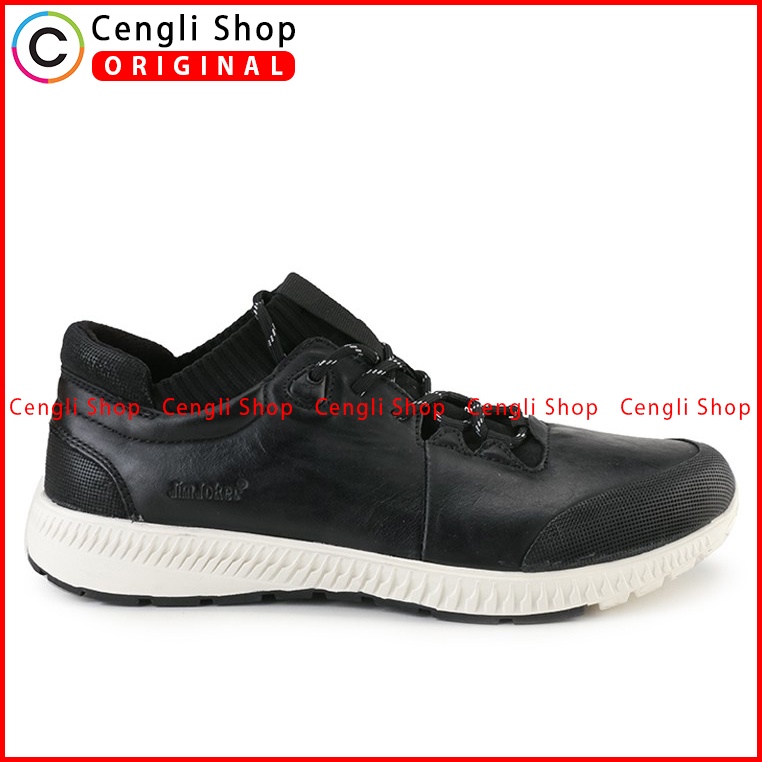 SEPATU SNEAKER JIM JOKER PRIA ORIGINAL CASUAL KULIT ASLI HITAM JJ34