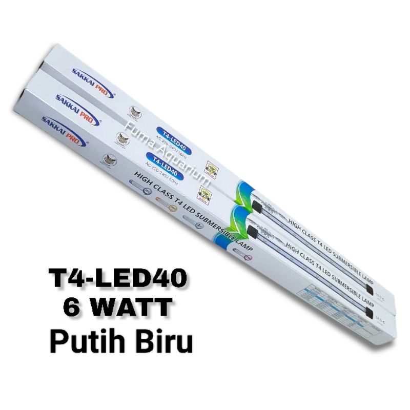 Lampu Celup Aquarium 40cm SAKKAI PRO T4-LED40 Putih Biru 6watt Led Aquarium Aquascape