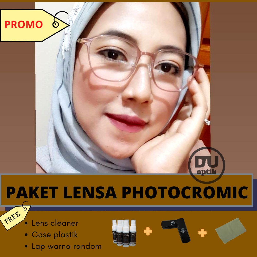 Kacamata lensa photocromic plastik kotak pria wanita normal minus 6137, AERO FRAME BY DU OPTIK